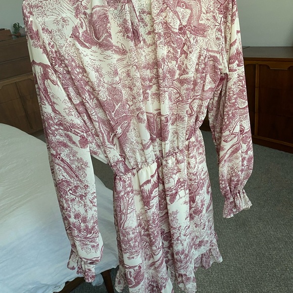 Missguided 4 Red China Print Frill Plunge Smock Dress - Picture 6 of 6